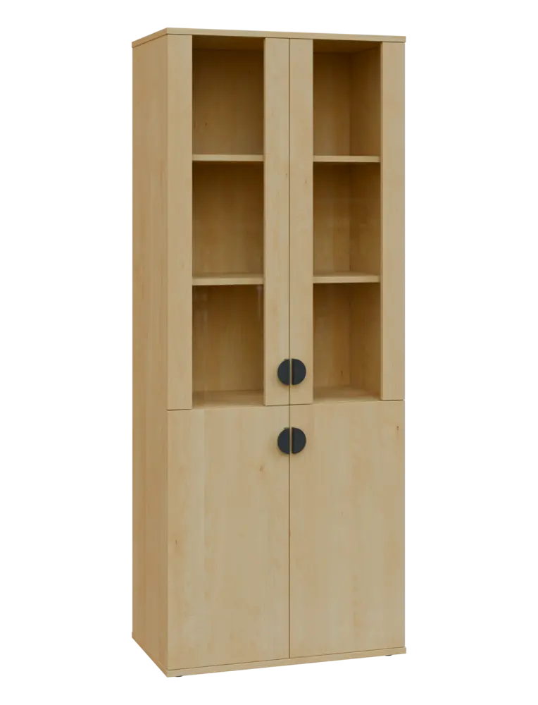 TN 5 - 7DS kancelářská skříň, 4-dveřová/prosklená, 1822x720x400, javor horský